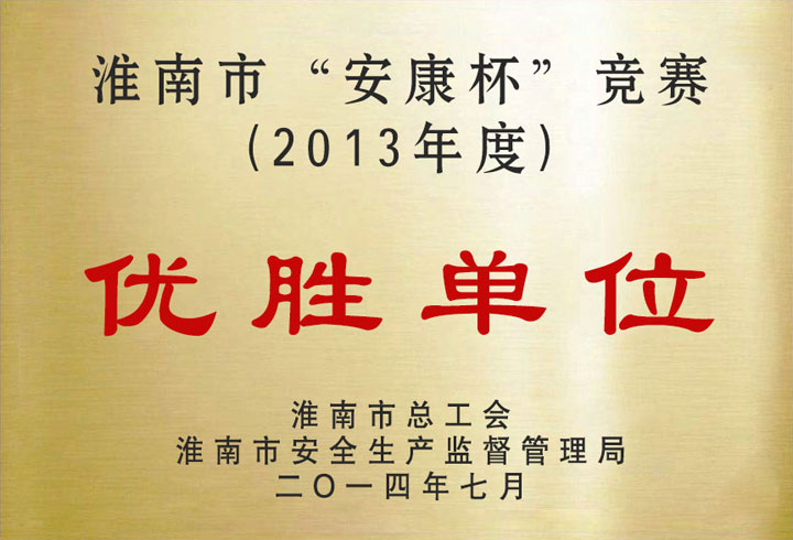 淮南市“安康杯”競(jìng)賽優(yōu)勝單位